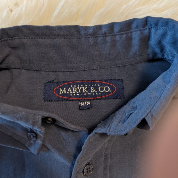 Mens - Short Sleeve Button up Shirt - Navy Blue - Size Medium - Picture 3 of 5